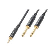 Cordon jack 3,5 mâle stéréo / 2 x jack 6,35 mono HQ - Power Dynamics