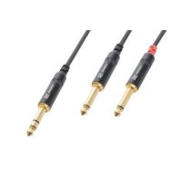 Cordon jack 6,35 mâle stéréo / 2 jack 6,35 mâle mono - Power Dynamics