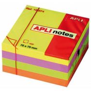 Cube 400 feuilles notes repositionnables couleurs fluo - Apli