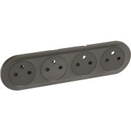 Enjoliveur prise 4x2P+T standard précâblée compacte graphite
