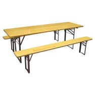 Ensemble bois table et bancs pliants