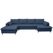 Ensemble canapé Milaré+méridienne longue à gche tissu chiné Bleu