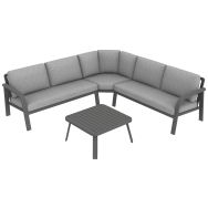 Ensemble détente Grasse angle : 1 table basse 1 canapé d'angle - gris
