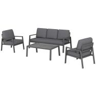 Ensemble détente Oceane II : 1 table basse 1 canapé 2 fauteuils - gris
