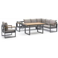 Ensemble repas jardin Yonaha 7 places gris anthracite