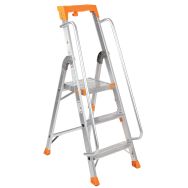Escabeau professionnel 3 marches Aluminium avec rampe