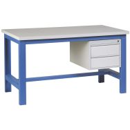 Etabli SI40 plateau mélaminé 38 +2T piètement Bleu RAL 5015 - Sofame