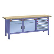 Établi compact hêtre 200x70x85 portes battantes tiroirs - Thurmetall