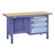 Établi compact multiplex 150x70x84 cm 1 étagère 3 tiroirs - Thurmetall