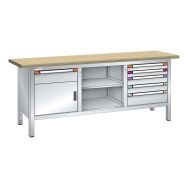 Établi compact multiplex 200x70x84 6 tiroirs,1 porte - Thurmetal
