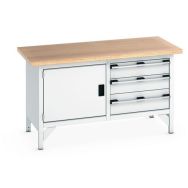 Etabli en hêtre Cubio - 1 porte - 3 tiroirs - L1500mm - Bott