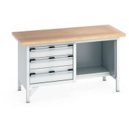 Etabli en hêtre Cubio - 3 tiroirs - L1500mm - Bott
