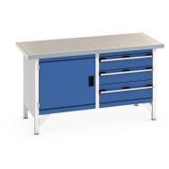 Etabli en linoléum Cubio - 1 porte - 3 tiroirs - L1500mm - Bott