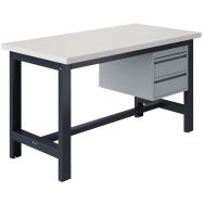 Etabli fixe Si plateau stratifié tiroirs piètement Anthracite - Sofame