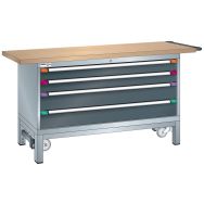 Établi mobile XXL 150x70x85 cm hêtre - Thurmetall