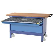 Etabli mobile XXL 3 tiroirs Multiplex Bleu pigeon/Bleu clair