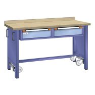 Établi mobile hêtre 150x70x88 cm 2 tiroirs (2x15) - Thurmetall
