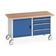 Établi mobile monobloc avec armoire et tiroirs