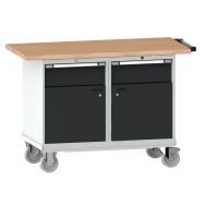 Etabli mobile multiplex 2 tiroirs 150 x 70 x 103 cm gris clair/anthracite