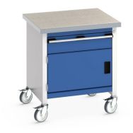 Etabli roulant monobloc Cubio - plateau linoléum 1 porte et tiroir - Bott