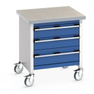 Etabli roulant monobloc Cubio - plateau linoléum et tiroirs - Bott