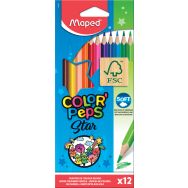 Etui 12 crayons de couleurs bois Maped 'Color'Peps Star' assorties