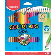 Etui 24 crayons de couleurs bois Maped 'Color'Peps Star' assorties
