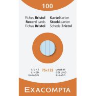 Étui de 100 fiches bristol lignée 75x125mm de dimension