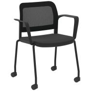 Fauteuil Adio dos. résille assise tissu non feu 4 roulettes - Sokoa