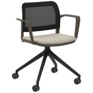 Fauteuil Adio dos résille ass.tissu non feu piét.pivot.roulettes-Sokoa