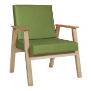 Fauteuil Cadéo hêtre naturel tissu enduit PVC - Sunset Creation