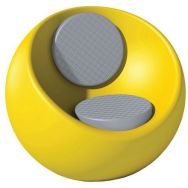 Fauteuil Connexio Rondo jaune - assise et dossier gris fenêtre