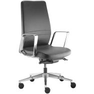 Fauteuil Eden pied et accoudoir alu cuir noir