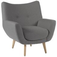 Fauteuil Luzy pieds bois tissu M1 Gris