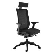 Fauteuil Max acc. 3D + têtière dos. résille noire assise noire