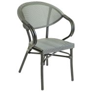 Fauteuil Modene structure alu bois - assise/dossier textylène noir/silver
