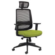 Fauteuil NOVY Eco HD résille Noir avec Têtiere et Acc Vert
