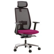 Fauteuil Oregon têtière inclin.piét.accoudoirs 3D alu assise fuchsia