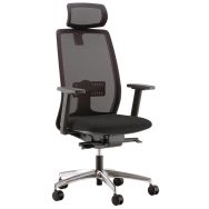 Fauteuil Oregon têtière inclin.piét.accoudoirs 3D alu assise noir