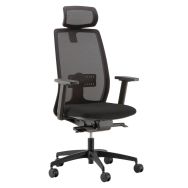 Fauteuil Oregon têtière inclin.piét.accoudoirs 3D noir assise noir