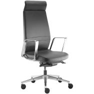 Fauteuil av. têtière Eden pied et accoudoir alu cuir noir