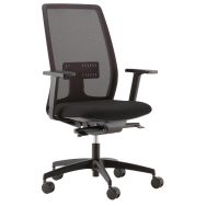 Fauteuil de bureau Oregon dos résille noire assise tissu noir accoud.4D