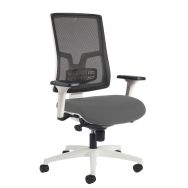 Fauteuil bureau Oria pied blanc dossier résille accoudoirs - GGI