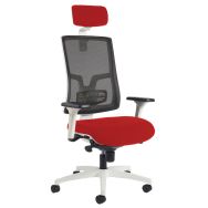 Fauteuil bureau Oria blanc dossier résille accoudoirs têtière - GGI