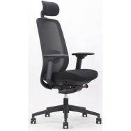 Fauteuil synchrone avancé accoudoirs 4D dos résille assise tissu noir