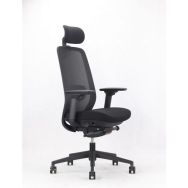 Fauteuil synchrone avancé accoudoirs 4D dos résille assise tissu noir