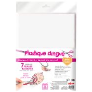 Feuille 20 x 26 cm, plastique dingue blanc effet opaque (Pochette de 7)