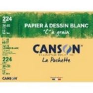 Feuille dessin blanc Canson ca grain 24x32 224g (Pochette de 12)
