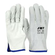 Gants en cuir fleur de vachette dos en croûte G-TEK - Blanc - Pip