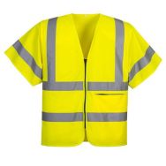 Gilet zippé à demi-manches, XL, Jaune